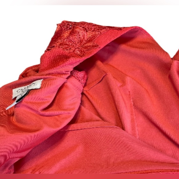 Carmen Marc Valvo Orange Lace Applique Cap Sleeve Sheath Work Party Dress - Picture 4 of 4